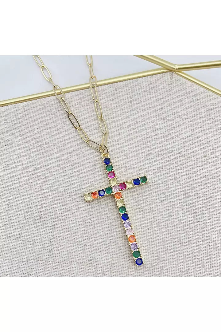 Treasure jewels 'rainbow' cross necklace