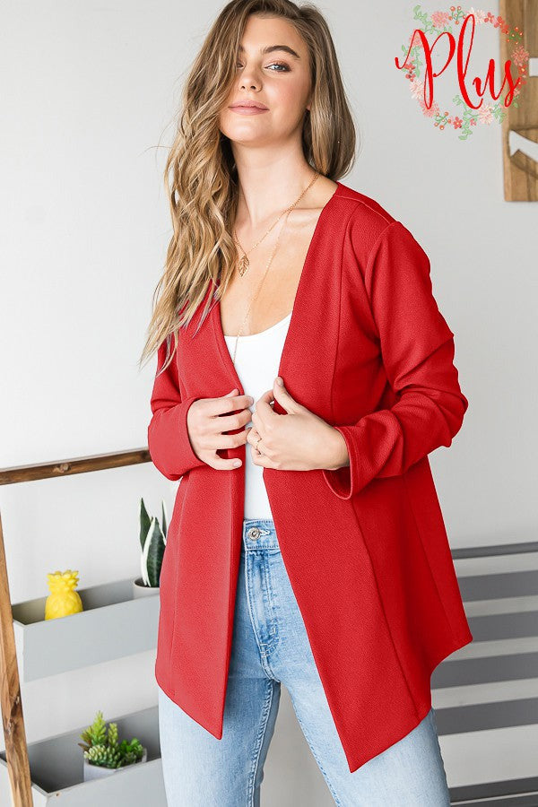 red plus blazer plus